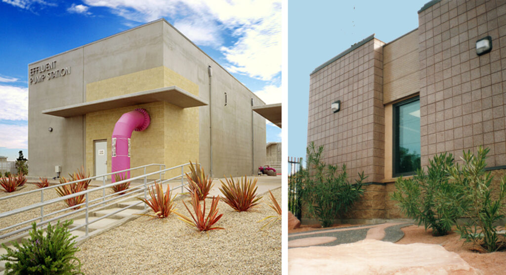 (Left) Effluent Pump Station at South Bay Water Treatment Plant (Right) Pump Station at 65th & Herrick.